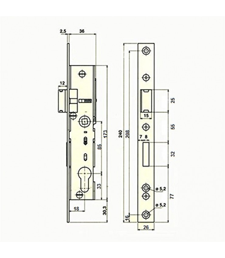 Serrure Larder Inox Pour Tube X Mm Avec Cylindre Carr De Mm