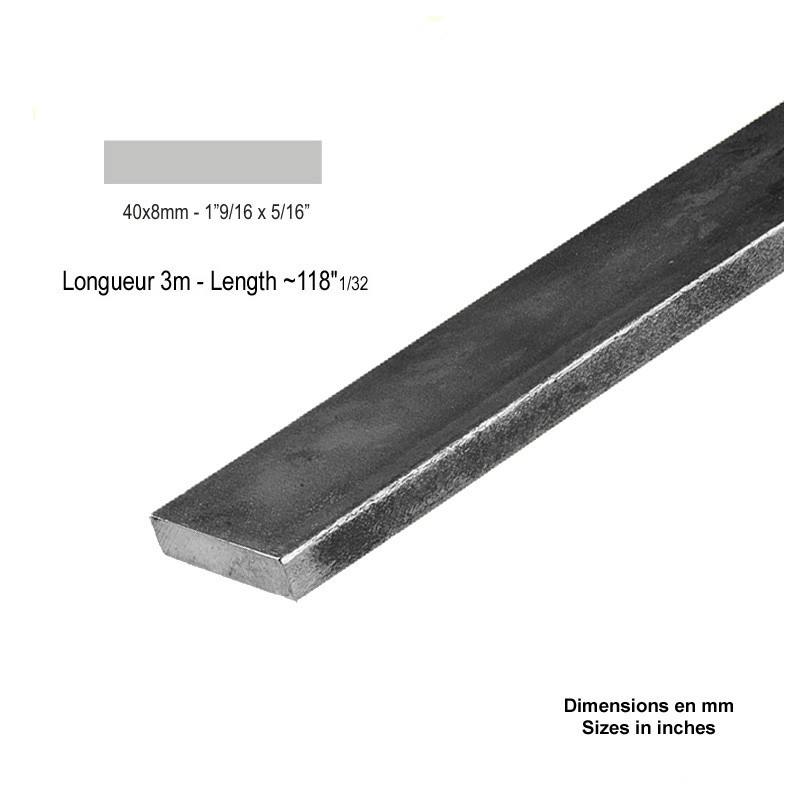 Profilé plat aluminium brut - largeur 40 mm - épaisseur 2 mm - longueur 2  mètres CQFD 2004-5217